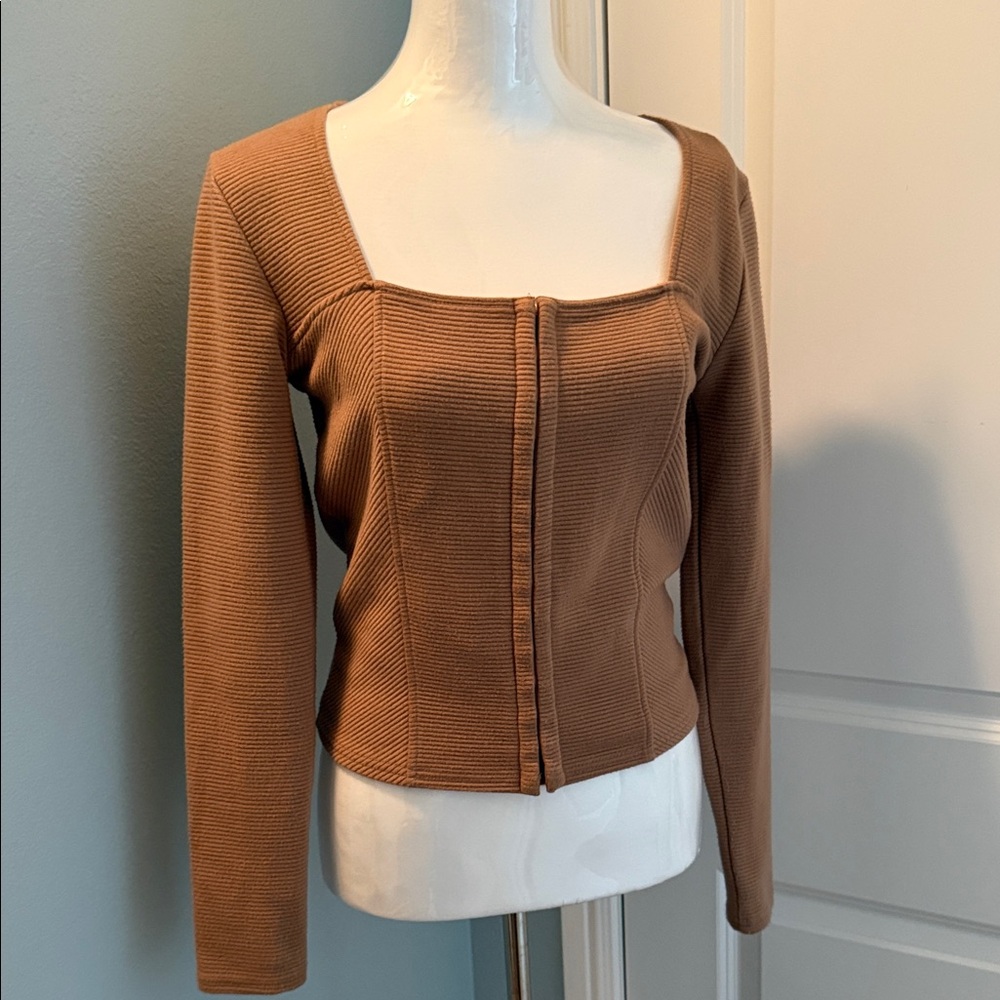 BB Dakota by Steve Madden Camel Ribbed Top
